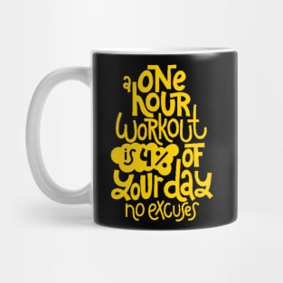 Fitness Motivational Quote - Gym Workout Inspirational Slogan (Yellow) Mug